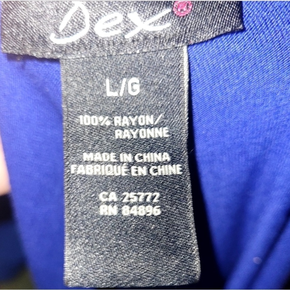 Dex Royal Blue Soft Rayon Ruched Sleeve Blouse size Large - Picture 4 of 7